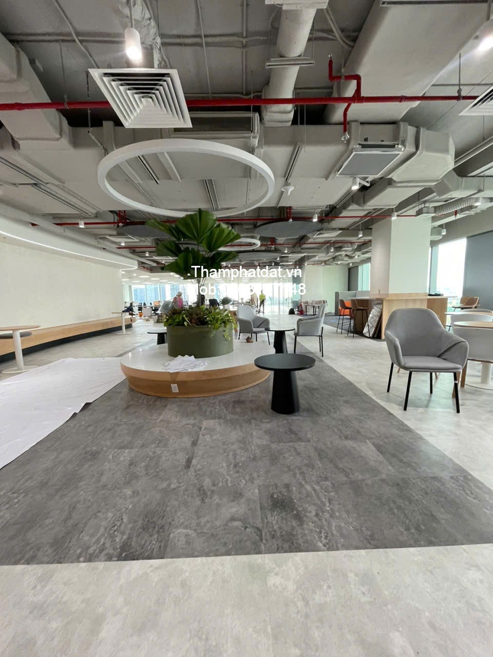 phối màu sàn vinyl bê tông văn phòng lvt flooring